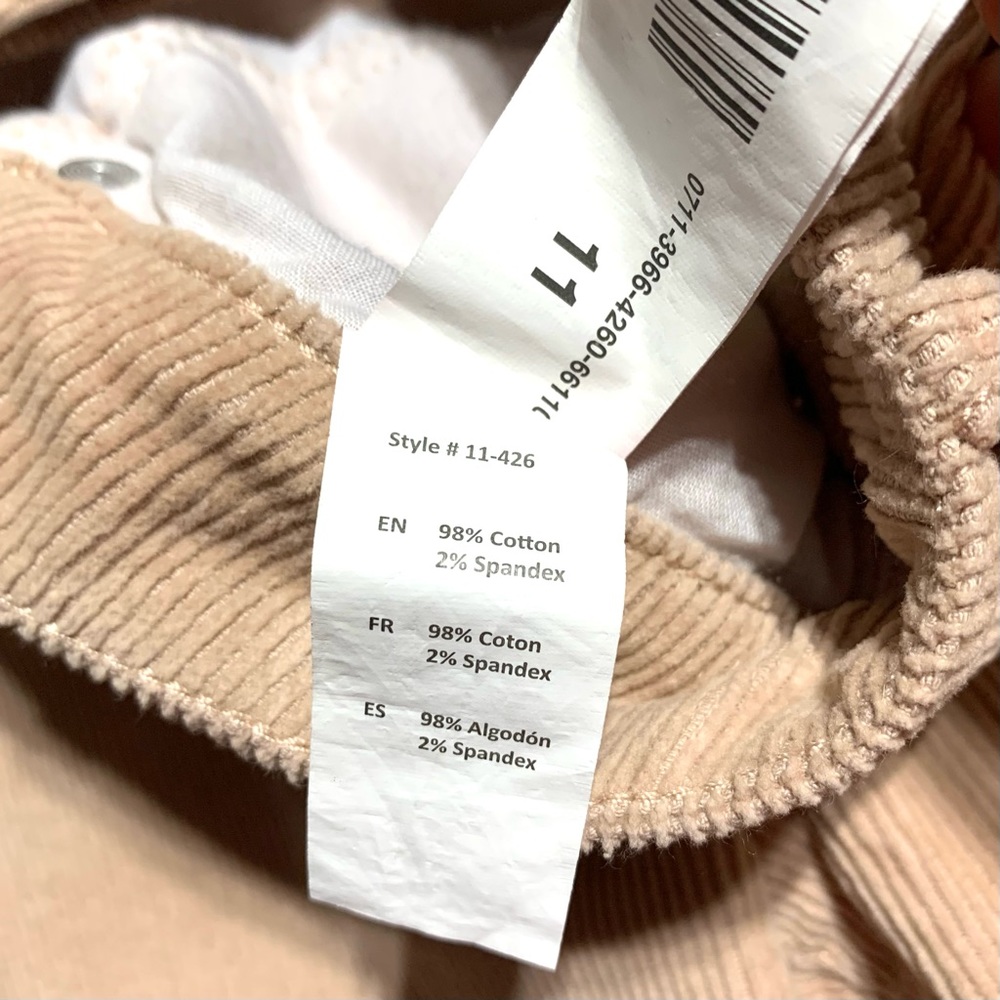 NWOT SWS Miami Blush Pink High Rise Corduroy Pants Size 11 Junior - Picture 7 of 13